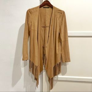 Zara Basic Faux Suede Fringe Jacket